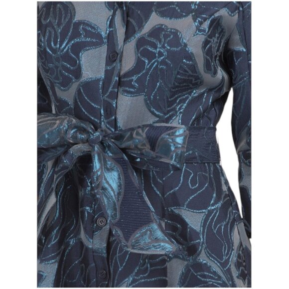 RENE BY RENE RUIZ Three-quarter Sleeve Fil Coupe Shirt Gown With Belt - Picture 3 of 3